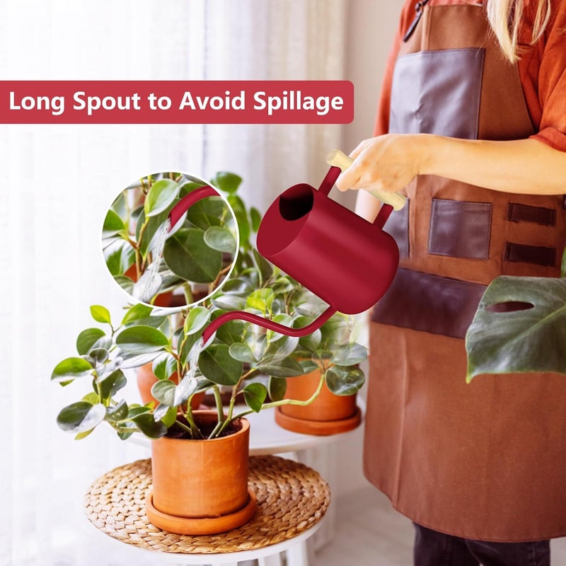 GUKJOB Watering Can Indoor Plants, 35oz Small Stainless Steel Metal Watering Can Modern Decorative Watering Pot with Long Spout for Indoor House Plant Bonsai Garden Flowers (Red) - Image 3